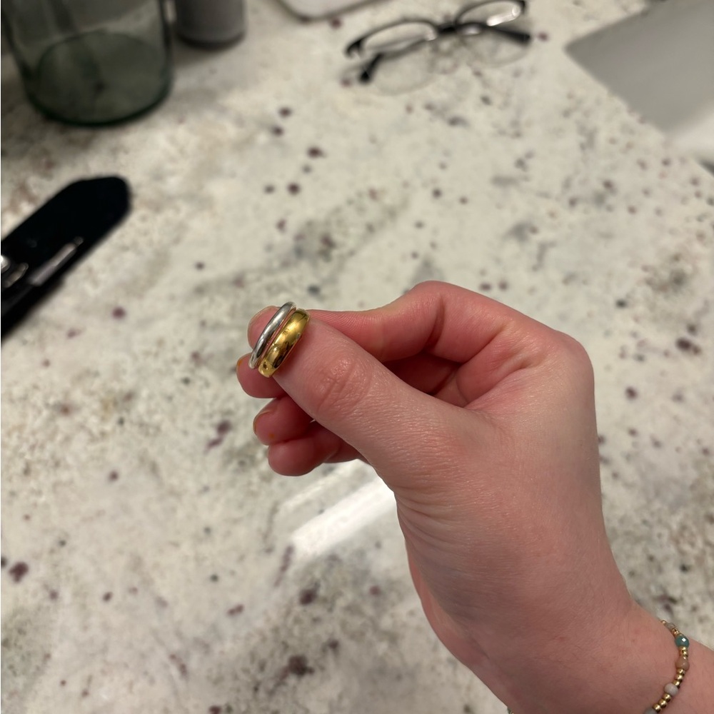 Meg Double Band Ring in Mixed metal